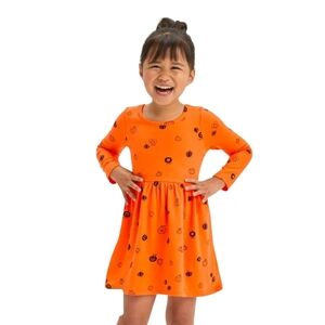 Cat & Jack Toddler Halloween Fall Dress Orange Long Sleeve Size 3T